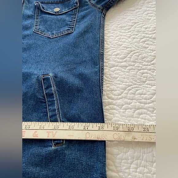 H&M Divided Blue Denim Jean Shacket with Gray Hood Size 2 - Picture 10 of 12